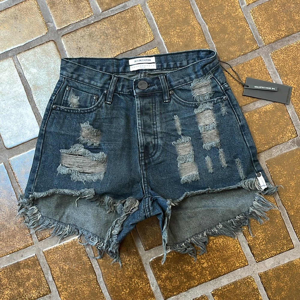 NWT Revolve One X One Teaspoon Fox Black High Waist Bonita Denim Short